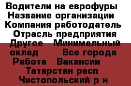 Водители на еврофуры › Название организации ­ Компания-работодатель › Отрасль предприятия ­ Другое › Минимальный оклад ­ 1 - Все города Работа » Вакансии   . Татарстан респ.,Чистопольский р-н